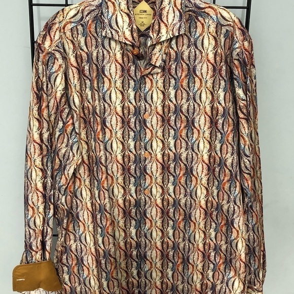 Steven land button down shirt multi color trim fit - Picture 1 of 3